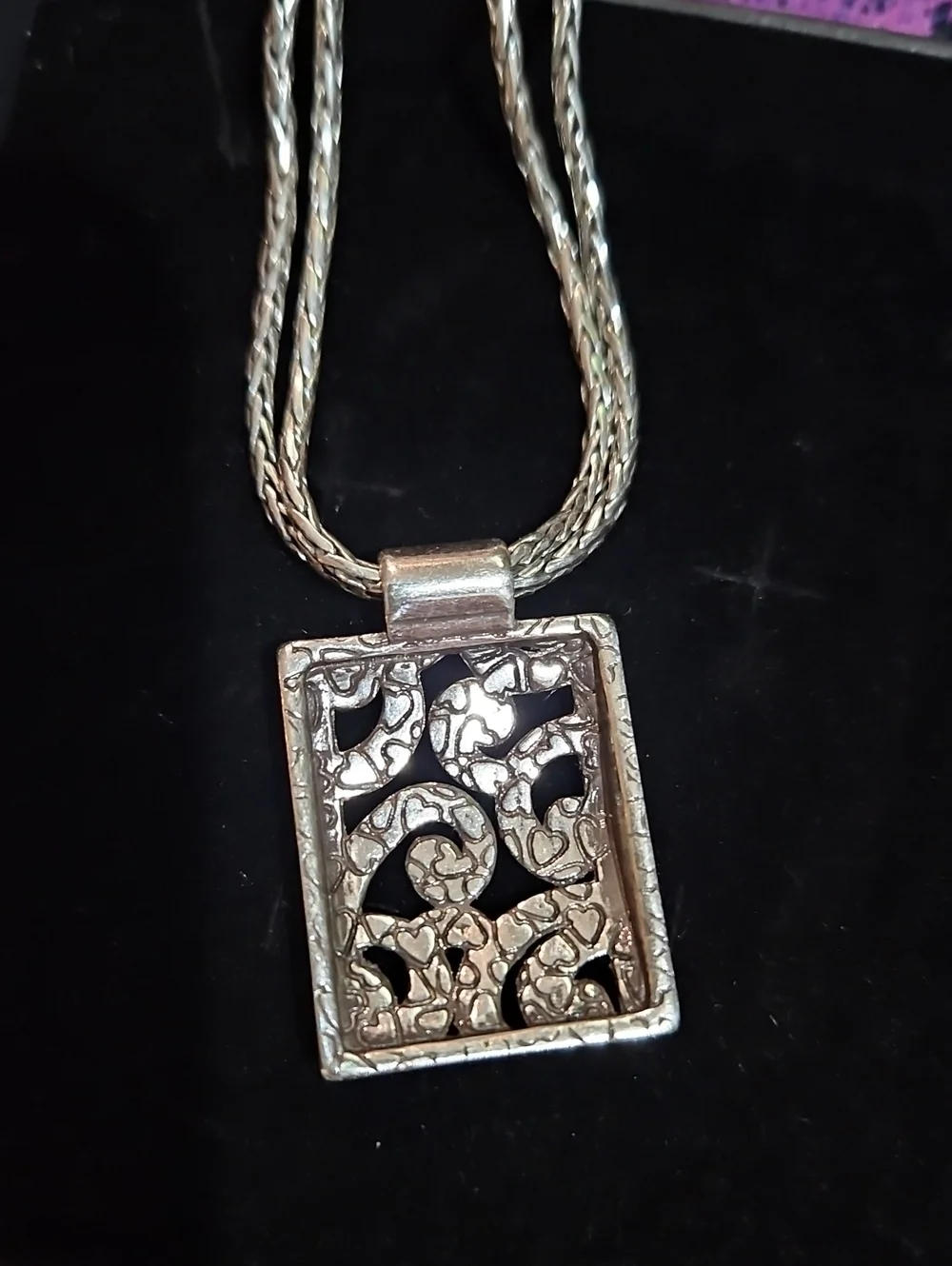 Brighton Silver-Tone Filigree Pendant Necklace with Matching Earrings